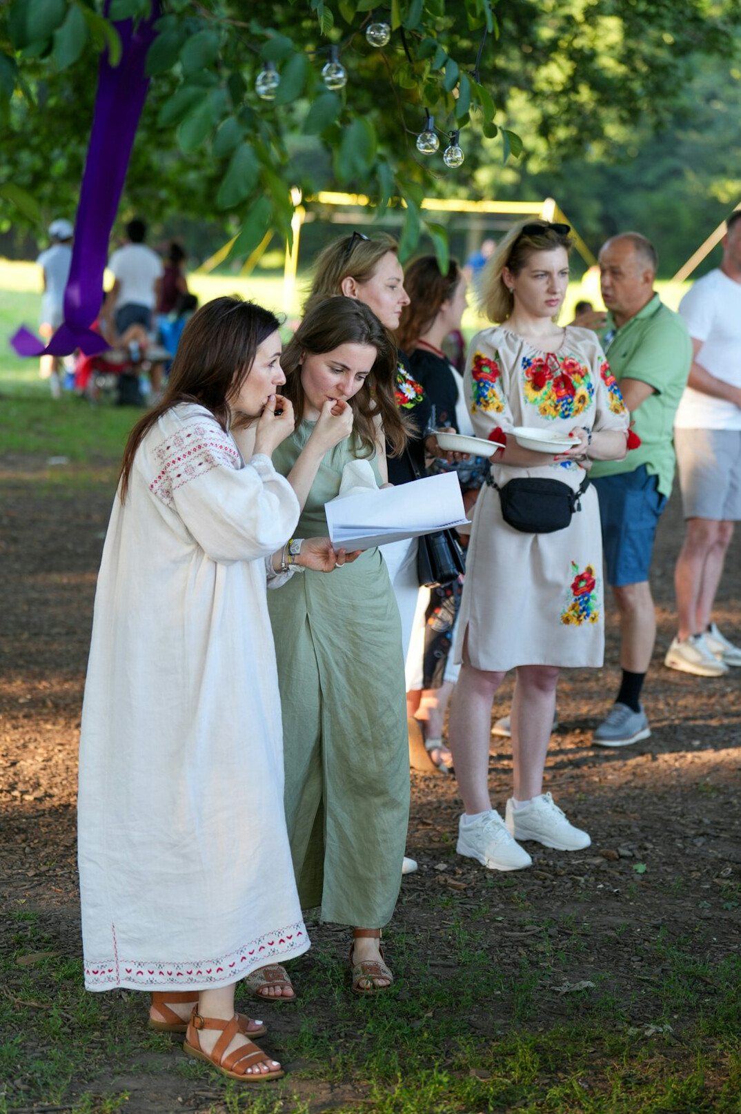 community gathering in park