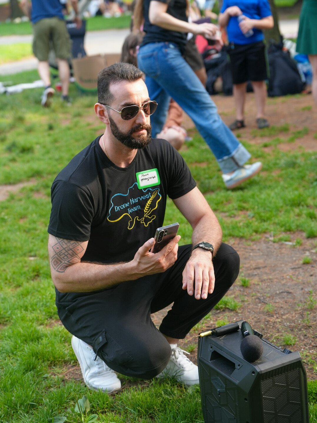 community gathering in park