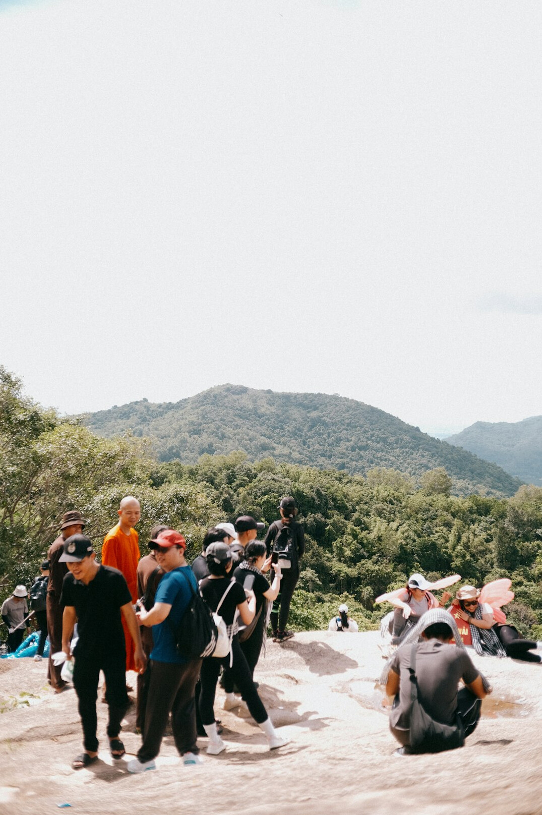 Group of people learning photography outdoors with cameras