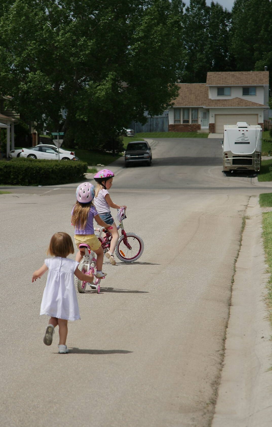Children playing on a residential street